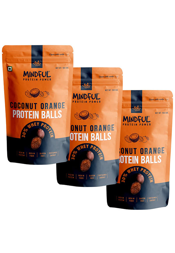 Mindful Chocolate Coconut Orange Protein Energy Balls