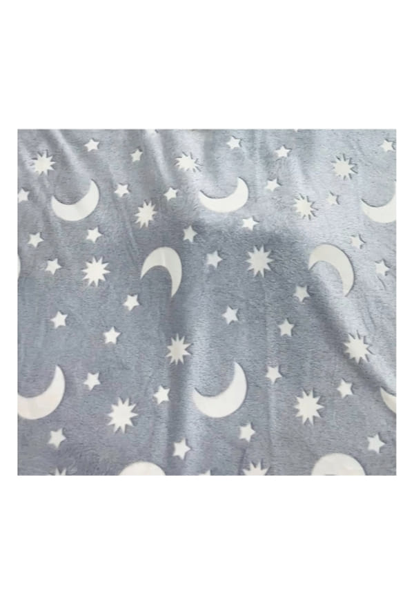 Glow in the Dark Blanket – Grey Moon & Stars Theme