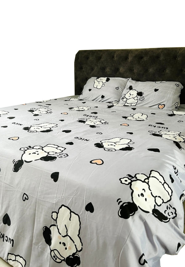 Grey Puppy Bedsheet Set Grey Puppy Bedsheet Set