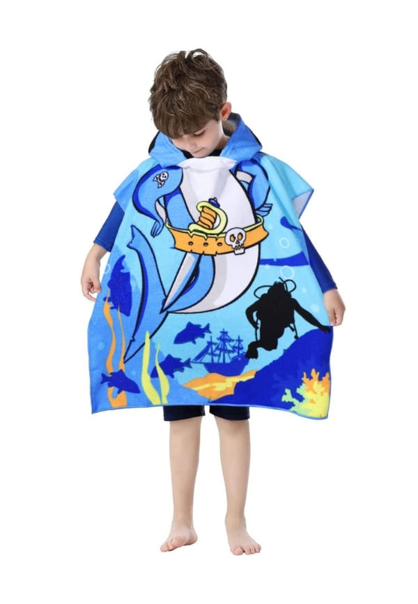 Hooded Kids Towel – Pirate Baby Shark Design