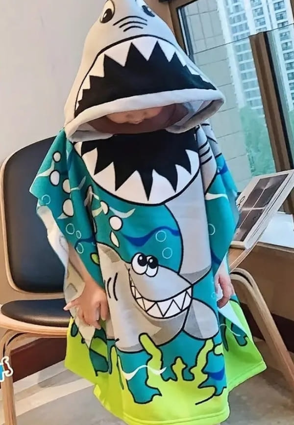 Hooded Kids Towel – Cute Shark Design