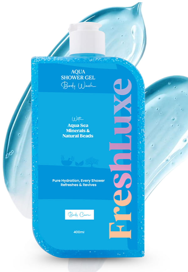 Aqua Essence Shower Gel & Body Wash  Sea Salt & Scrub Beads  Deep Hydration & Refreshing Cleanse
