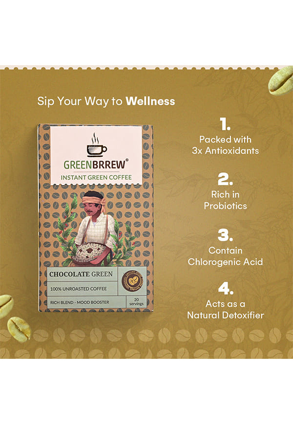 Chocolate Green,100% Unroasted Coffee,Rich Blend,Mood Booster – thumbnail 4