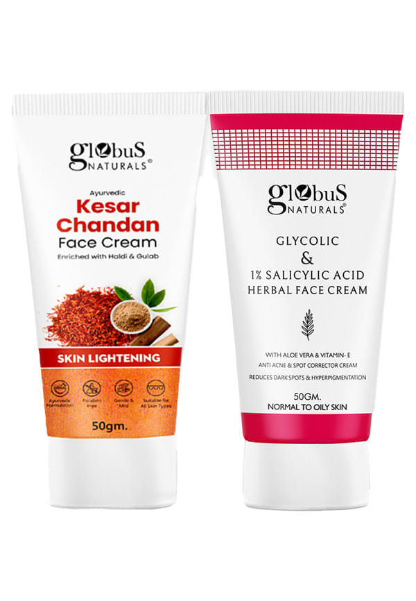 Skin Lightening Kesar Chandan & Anti Acne Glycolic Face Cream, Set of 2