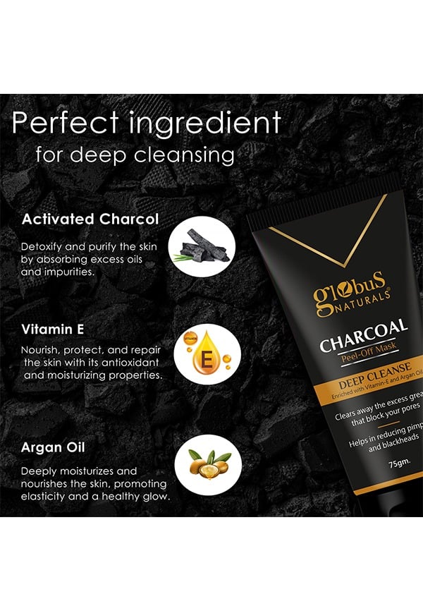 Charcoal Peel Off Mask, Deep Cleanse, Enriched with Vitamin E & Argan Oil – thumbnail 3