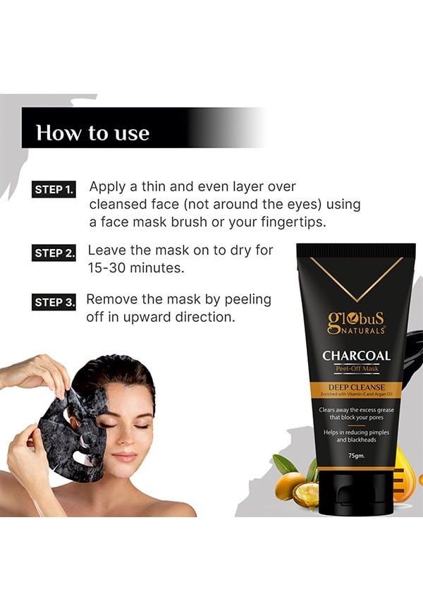 Charcoal Peel Off Mask, Deep Cleanse, Enriched with Vitamin E & Argan Oil – thumbnail 4