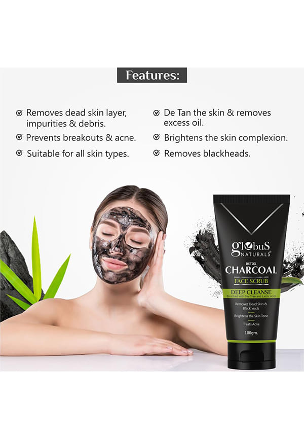 Detox Charcoal Face Scrub For Exfoliation, Anti-Acne, Blackhead Removal – thumbnail 2