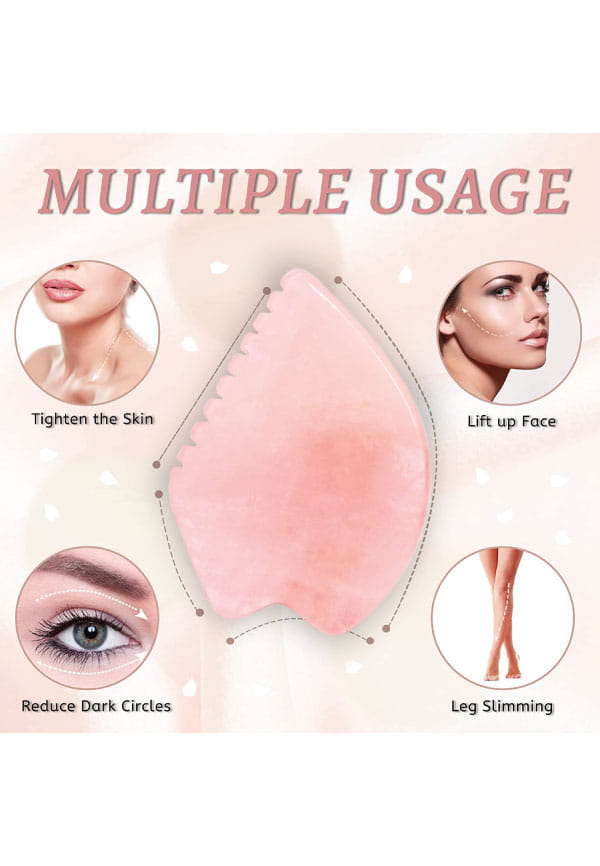 Rose Quartz Face Roller and Leaf Shape Gua Sha Massage Tool Set – thumbnail 2
