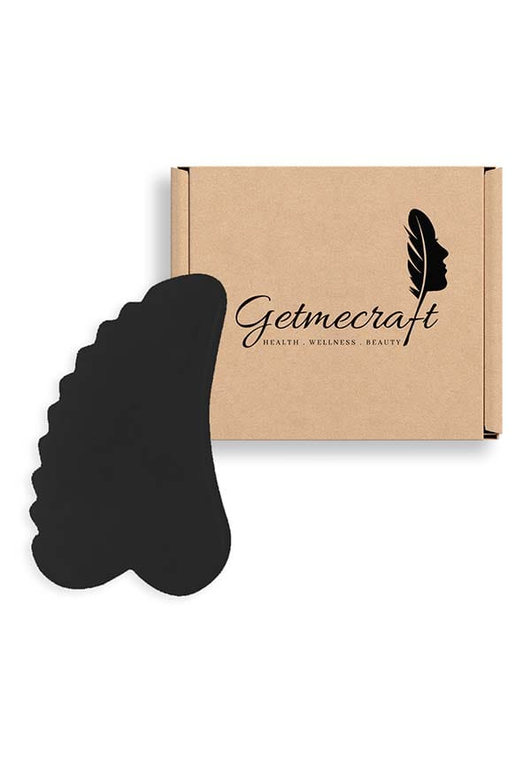Black Obsidian Comb Edge Gua Sha Facial Massage Tool