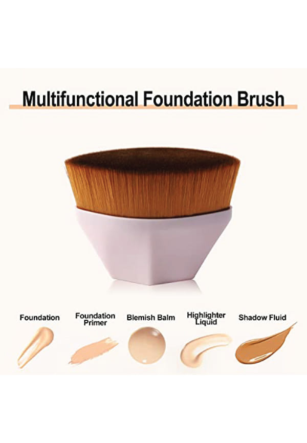 Hexagon Face Foundation Makeup Brush - Pink – thumbnail 2
