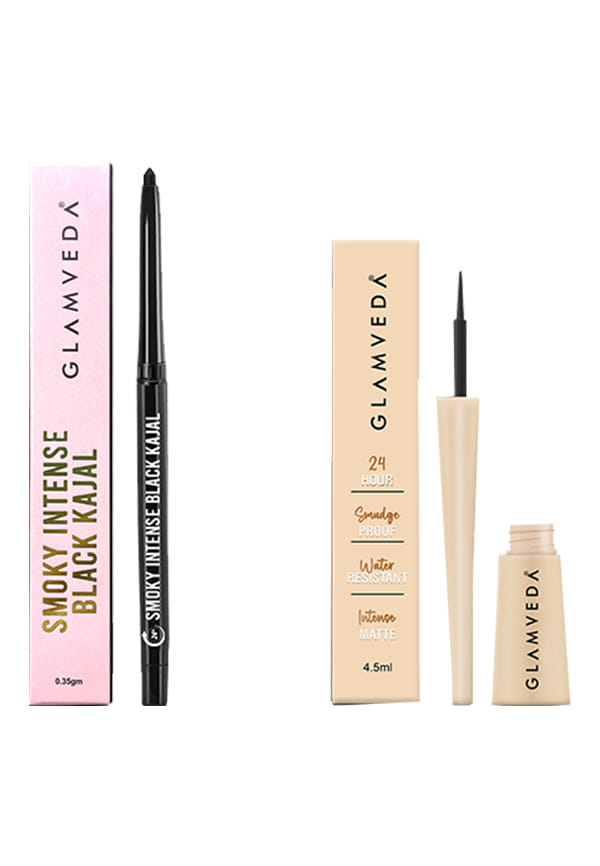 Smudge-Proof Black Kajal & Eyeliner Combo