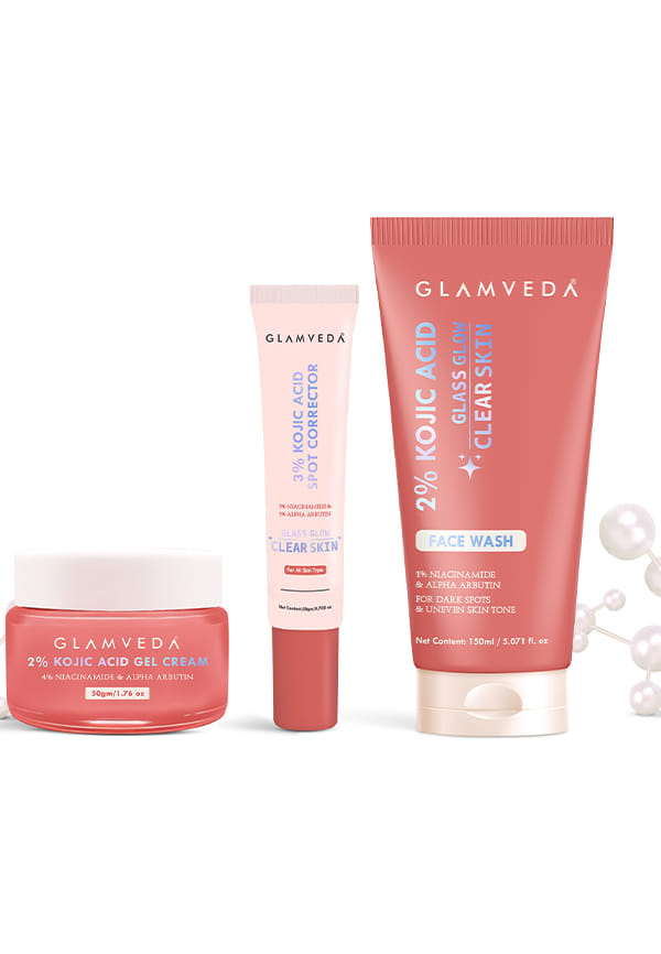 2% Kojic Acid Skincare Trio – Facewash, Spot Corrector & Cream for Dark Spot Removal, Pigmentation, Acne Marks & Uneven Tone