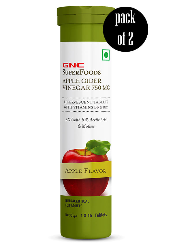 Apple Cider Vinegar Effervescent Tablets | Apple Flavor - 15 Tablets (Pack of 2)