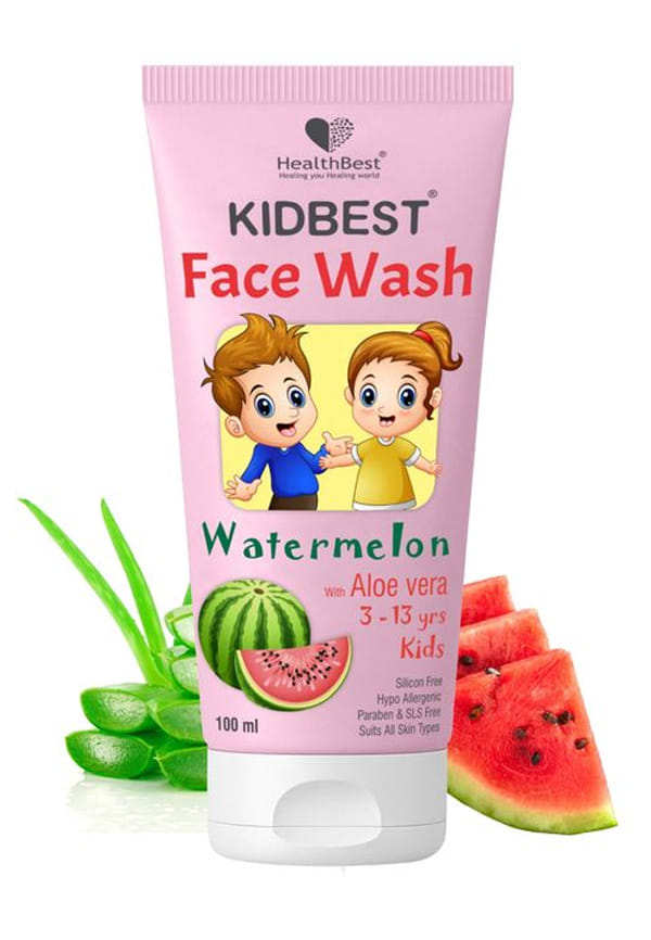 HealthBest Kids Face Wash Organic Watermelon for Normal, Gentle Sensitive & Dry Skin Types, Tear, Paraben, SLS Free - 100ml