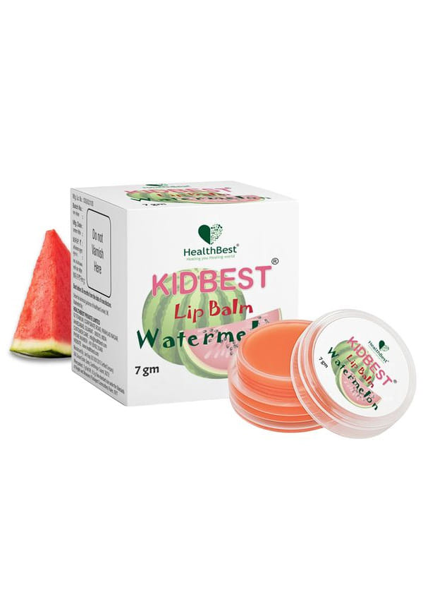 HealthBest Lip Balm for Kids Extra Nourishing Dry & Damaged Lips Tear, Paraben, SLS free Watermelon Flavor - 7gm