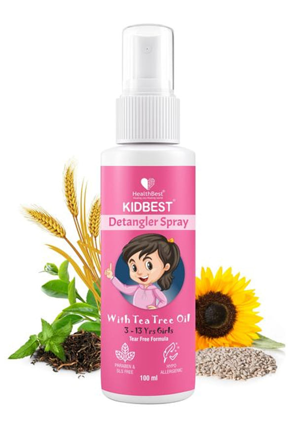 Kidbest Detangler Spray for Kids Hair | Healthy Growing Hair | Tea Tree Oil | Tear free