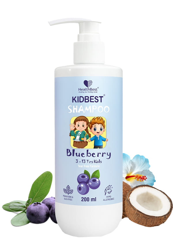 HealthBest Kids Gentle Cleansing Shampoo for 3-13 Years with Real Blueberry Extract Tear-Free - 200ml