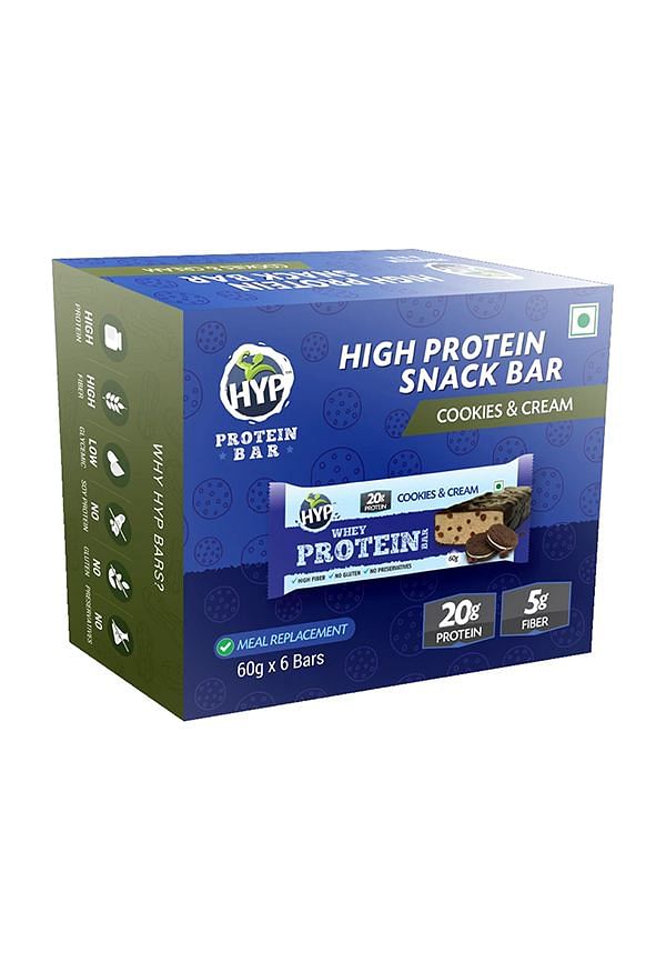 Whey Protein Bar Pack of 6 (60gm X 6) - Cookies And Cream