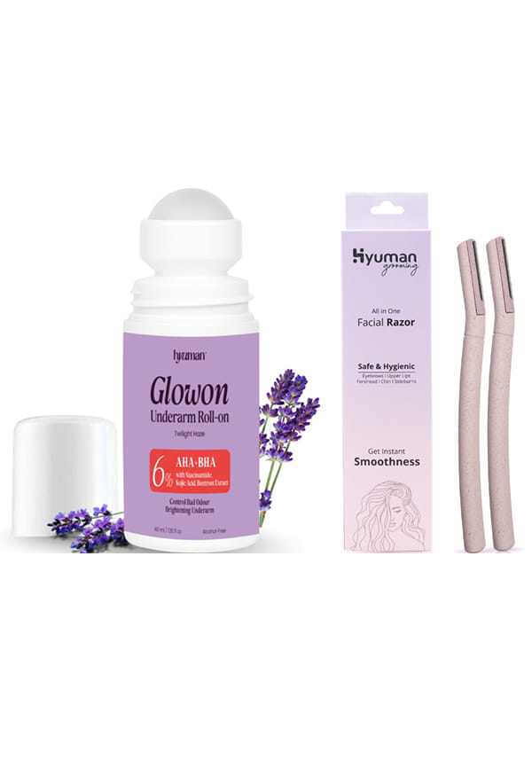 Underarm Roll-On & Face Razor Pack of 2 | Bright Underarms & Smooth Skin Grooming Combo