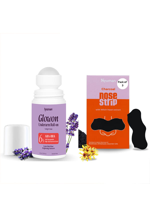 Underarm Roll-On 40 ml & Nose Strips Pack of 3 | Brightening Roll-On + Deep Cleansing Blackhead Removal Strips