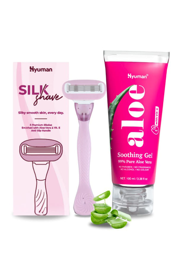 Hyuman SilkShave Body Razor Combo Pure Aloe Vera Gel