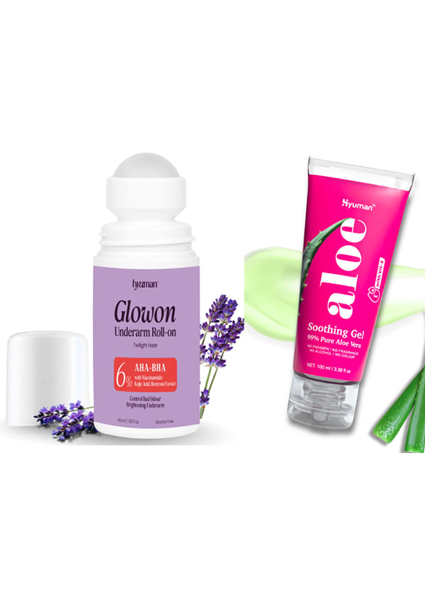 Underarm Roll-On 40ml & Aloe Vera Gel 100ml | Brightening Deodorant Roll-On + Soothing Aloe Gel for Skin & Hair