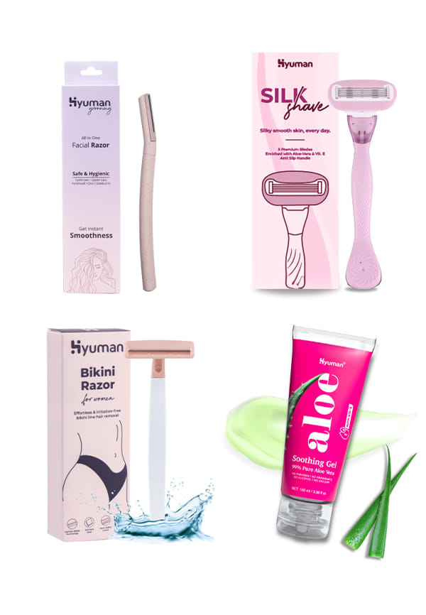 Grooming Combo - Face Razor + SilkShave Razor + Bikini Razor + Aloevera Gel