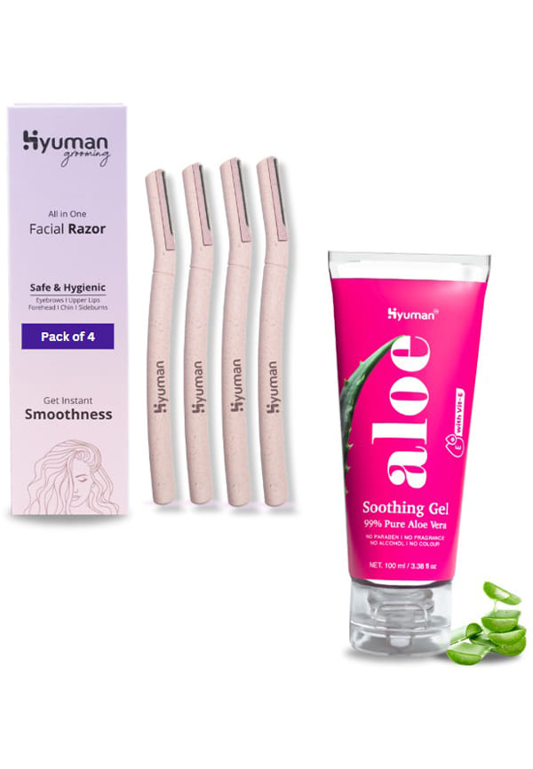 Hyuman Face Razor Combo Pure Aloe Vera Gel