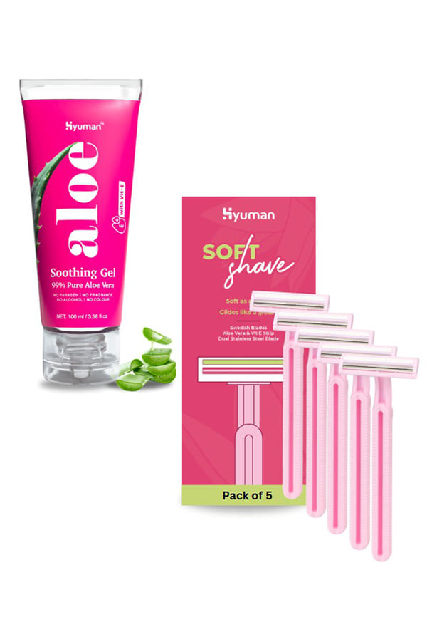 Hyuman SoftShave Body Razor Combo Pure Aloe Vera Gel