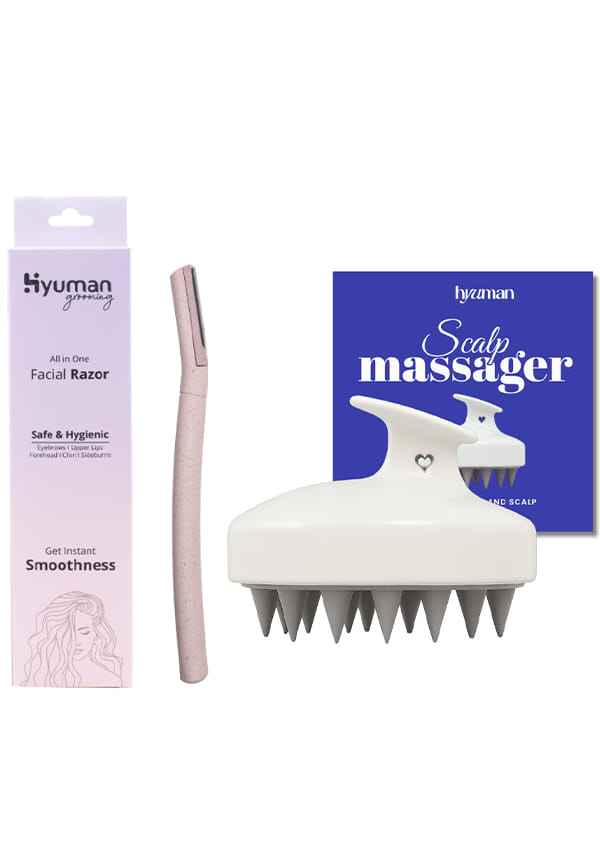 Grooming Combo – Face Razors + Scalp Massager