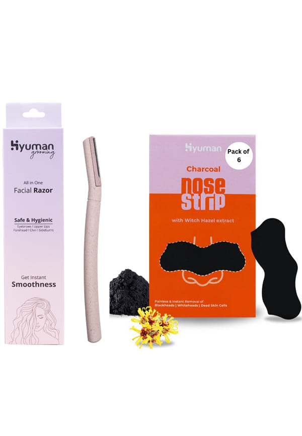 Grooming Combo - Face Razor & Nose Strip Pack of 6
