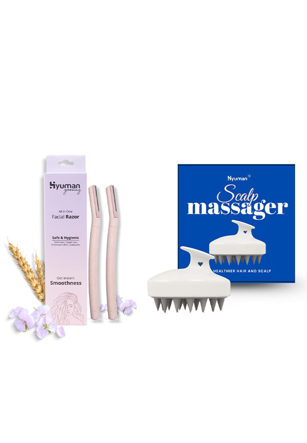 Face Razor Pack of 2 + Scalp Massager
