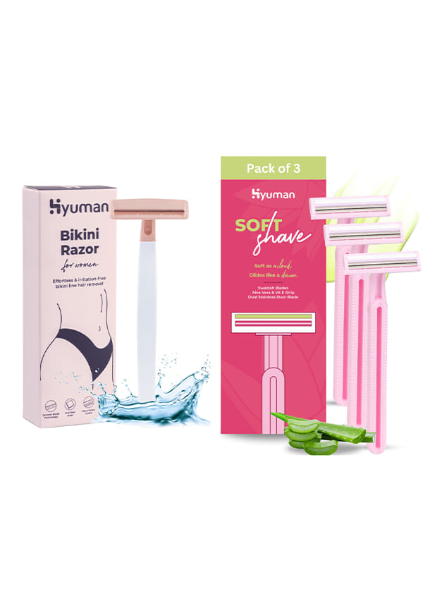 Bikini Razor Pack of 1 + Softshave Pack of 3 for Women
