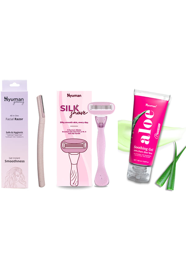 Grooming Combo – Face Razor + SilkShave Razor + Aloevera Gel