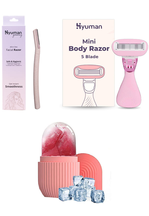 Grooming Combo – Face Razor + Mini Body Razor + Ice Roller