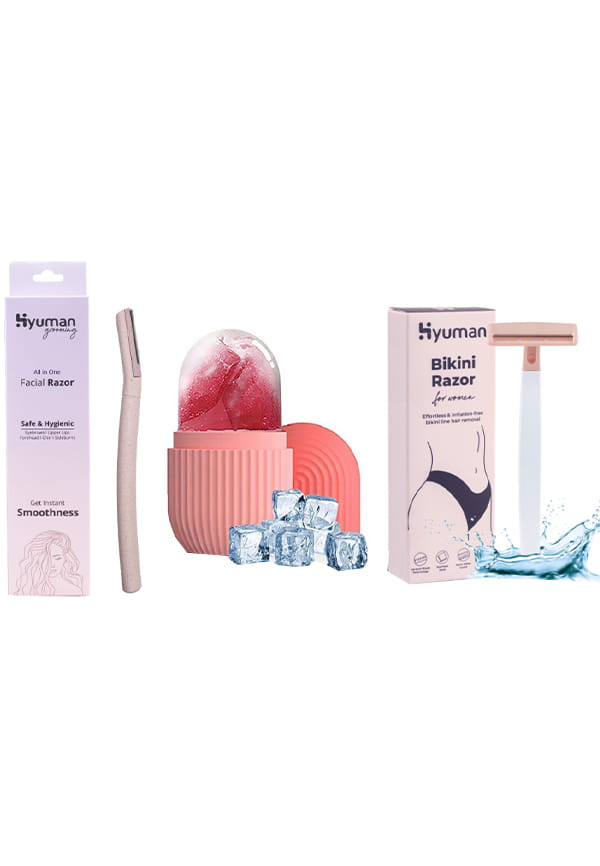 Grooming Combo – Face Razor + Ice Roller + Bikini Razor
