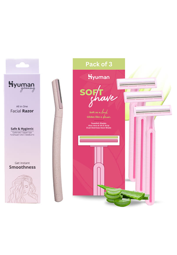 Grooming Combo - Face Razor + SoftShave Razor Pack of 3