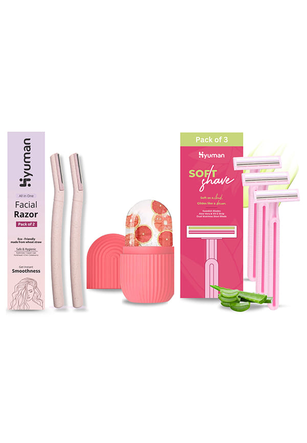 Face Razor 2 + Ice Roller + Nose Strips Pack of 6