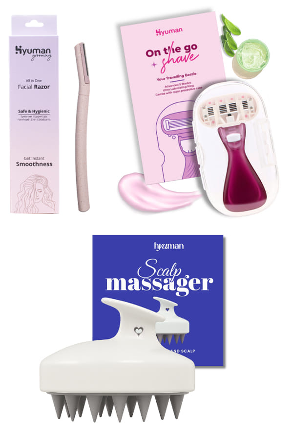 Grooming Combo – Face Razor + On the Go Razor + Scalp Massager