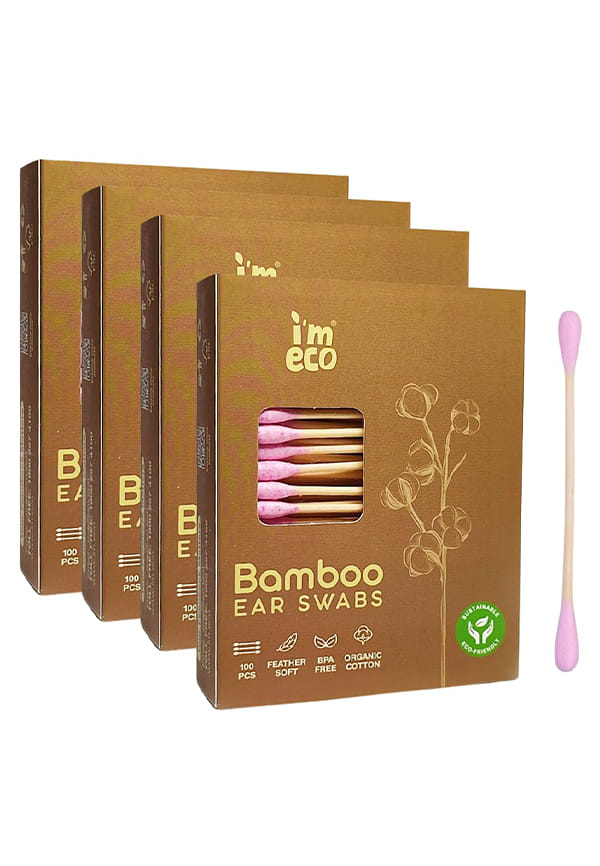Natural Bamboo Cotton Buds | 100 Soft Double-Tip Ear Swabs