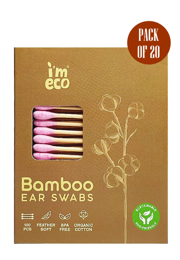 Natural Bamboo Cotton Buds | 100 Soft Double-Tip Ear Swabs