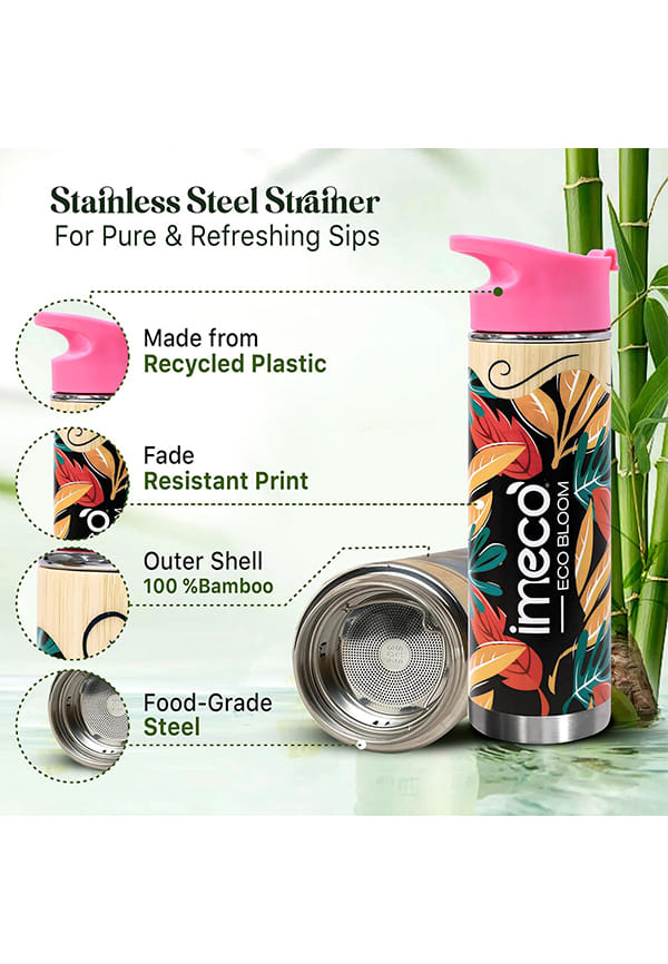 Printed Bamboo Bottle- Leak & Rust Proof - Double-Wall Vacuum Insulated – thumbnail 2