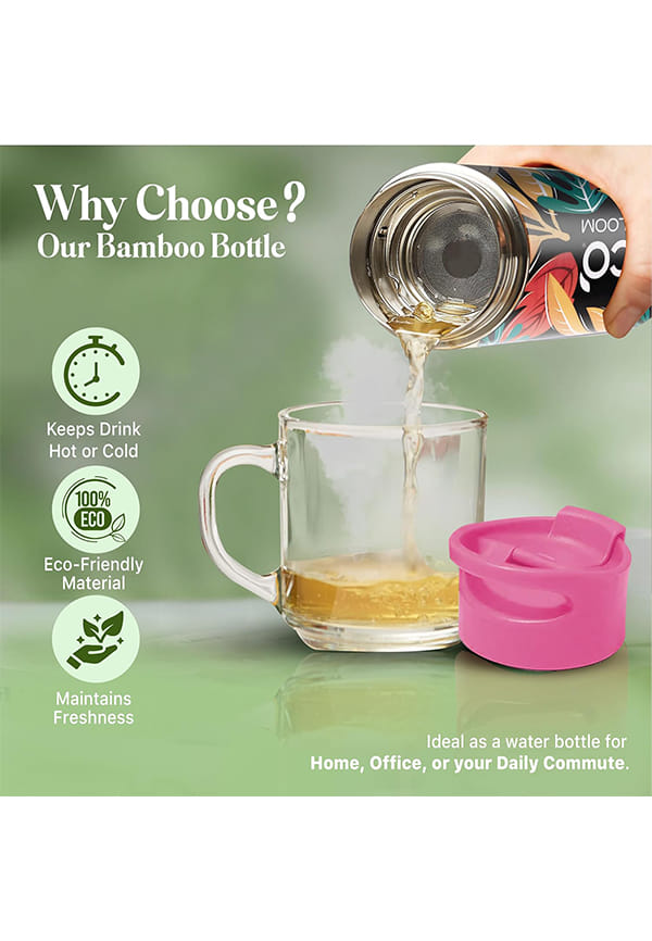 Printed Bamboo Bottle- Leak & Rust Proof - Double-Wall Vacuum Insulated – thumbnail 5