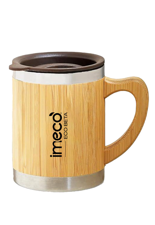 Bamboo Coffee Mug 300 ml - Stainless Steel Travel Mug With Lid