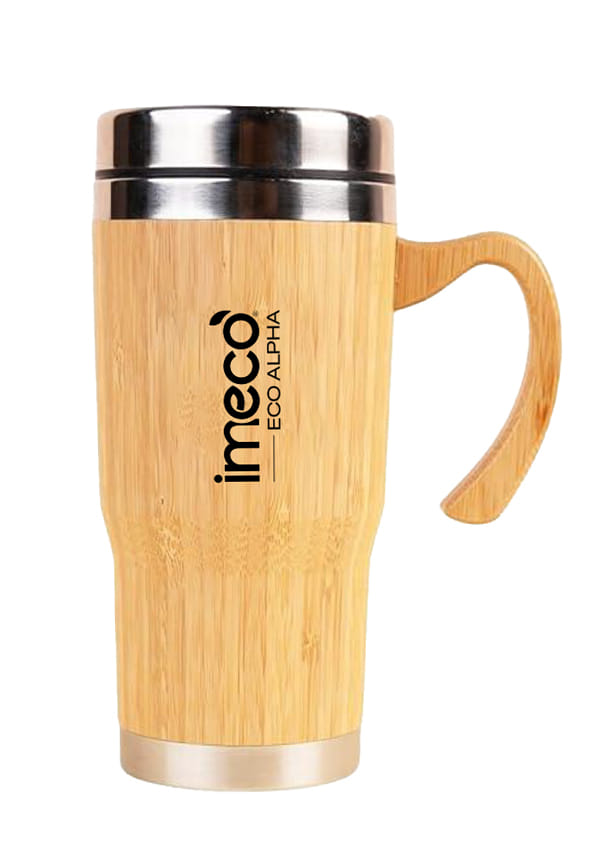 Bamboo Coffee Mug 450 ml - Stainless Steel Travel Mug With Lid