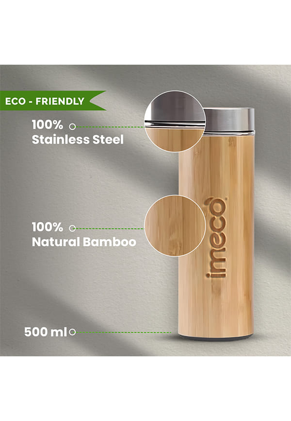 ECO-POUR Flat Head Bamboo Bottle with Stainless Steel Lid – thumbnail 2