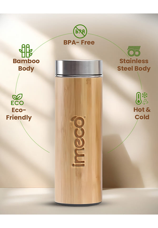 ECO-POUR Flat Head Bamboo Bottle with Stainless Steel Lid – thumbnail 3