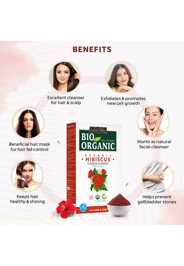 Bio Organic Hibiscus Flower Powder for Face Pack and Hair Mask – thumbnail 2