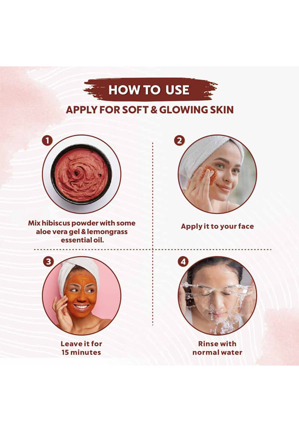 Bio Organic Hibiscus Flower Powder for Face Pack and Hair Mask – thumbnail 3