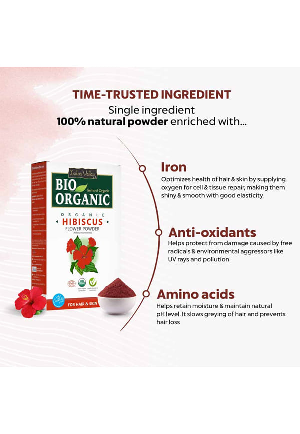 Bio Organic Hibiscus Flower Powder for Face Pack and Hair Mask – thumbnail 6